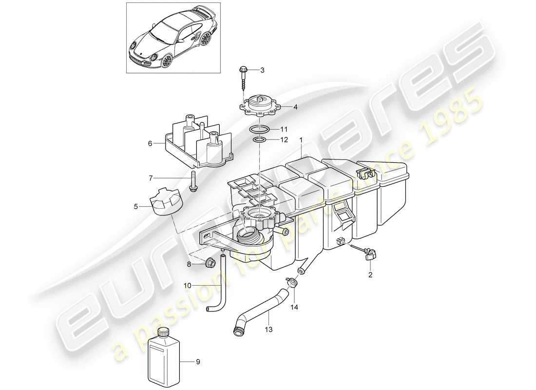 porsche 911 t/gt2rs (2012) water cooling 4 part diagram