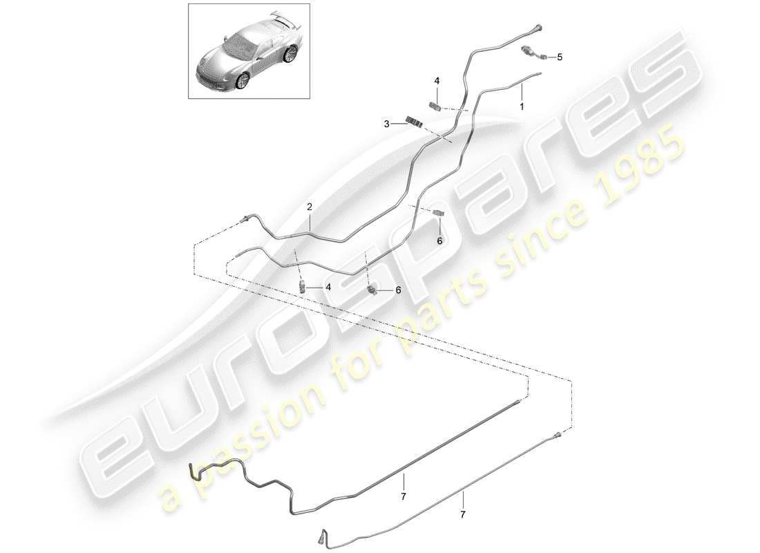 porsche 2018 (991-2 r/gt3/rs) fuel line part diagram