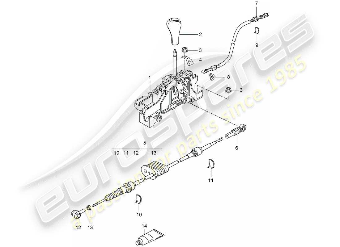 porsche 996 t/gt2 (2001) selector lever - tiptronic part diagram