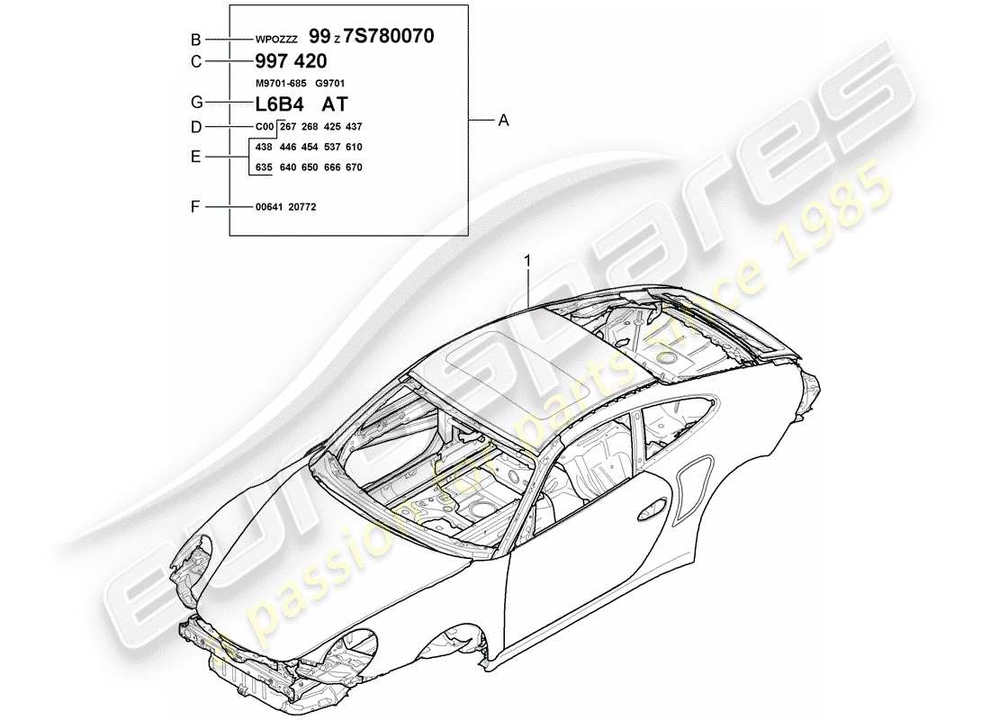 porsche 2011 (997-2 turbo / gt2 rs) car body part diagram