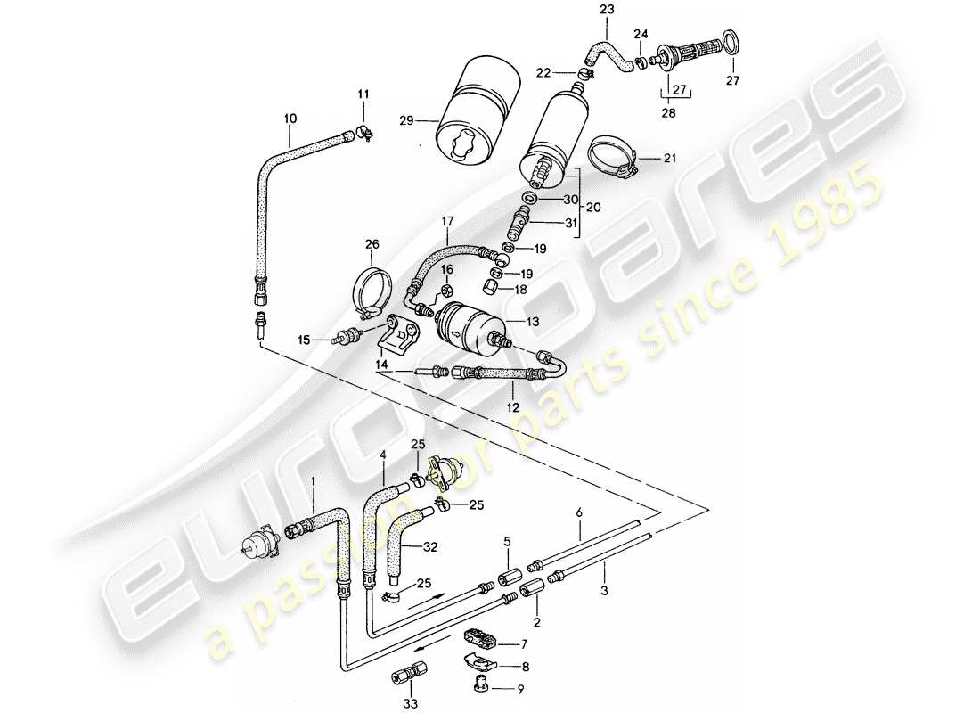 porsche 1986 (944) fuel system part diagram