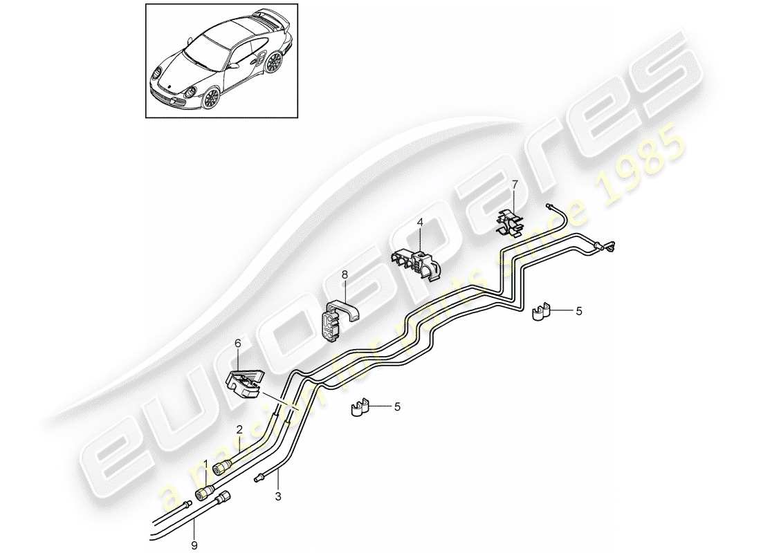 porsche 2013 (997-2 turbo / gt2 rs) fuel system part diagram