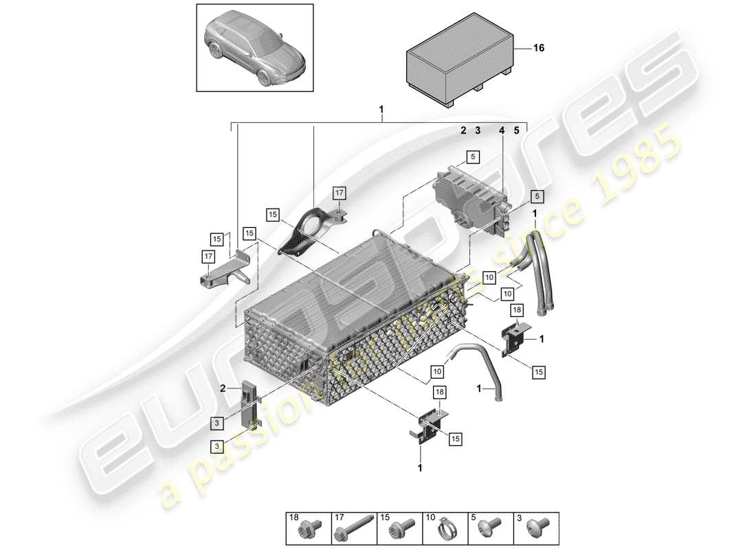porsche cayenne e3 (2020) hybrid battery part diagram