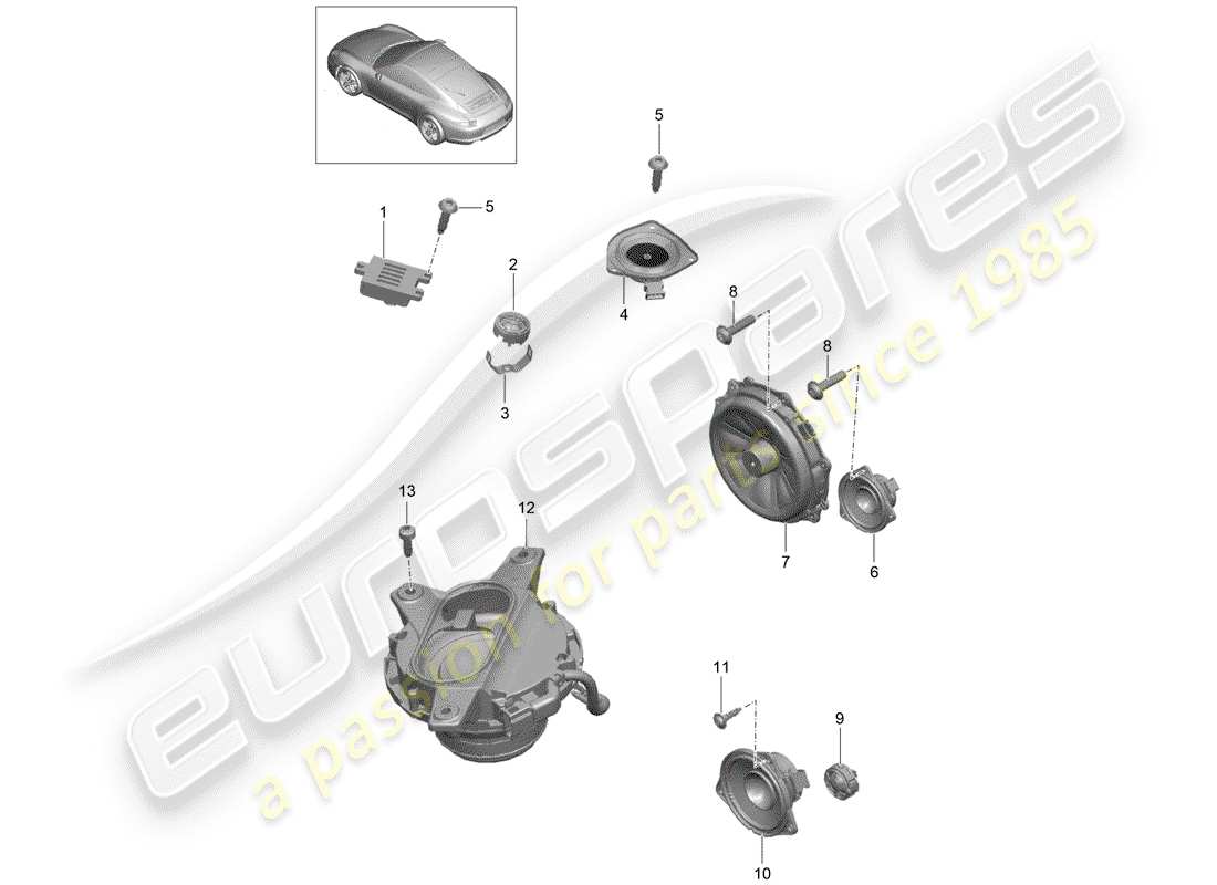 porsche 2014 (991-1) loudspeaker part diagram