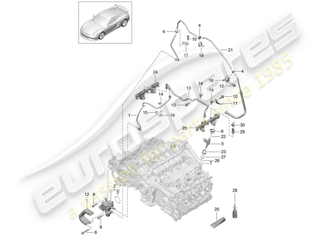 porsche 2016 (981 cayman gt4) fuel collection pipe part diagram