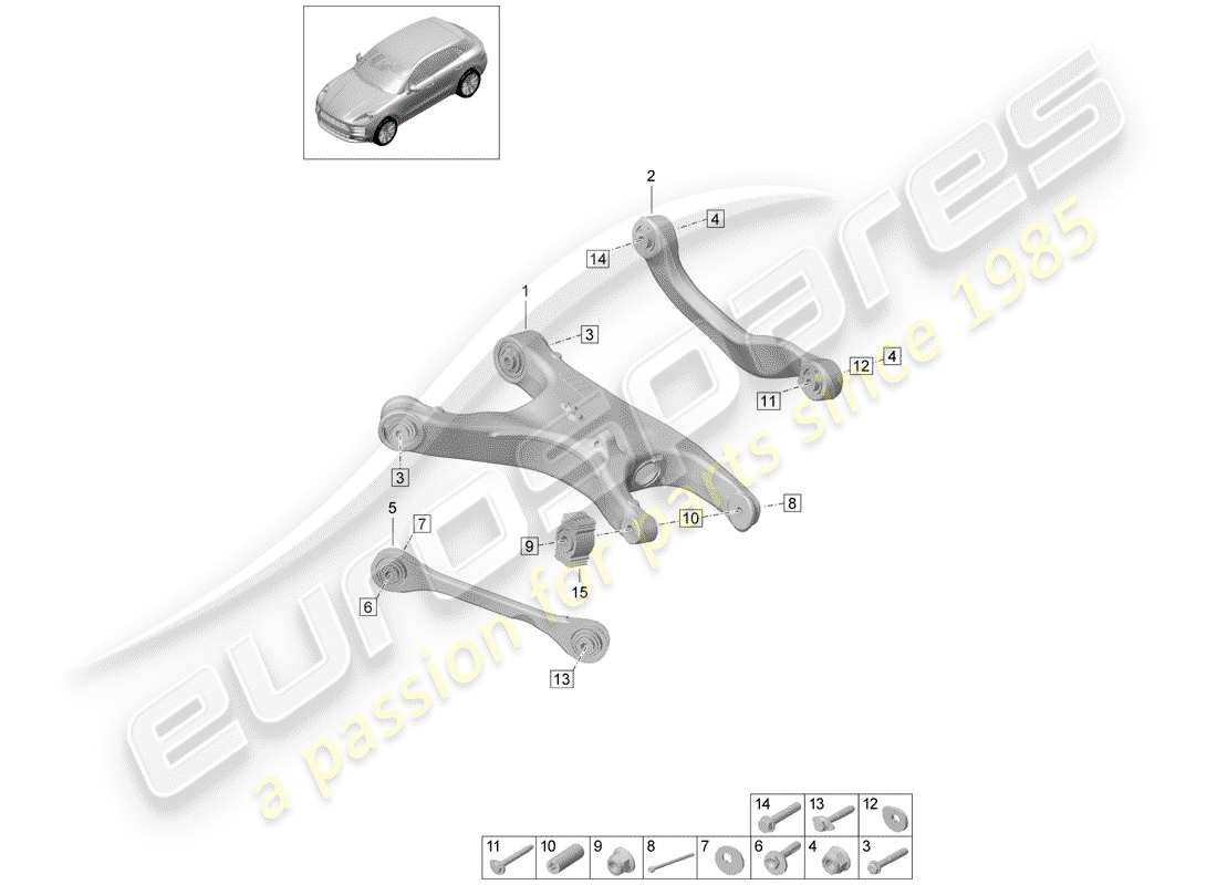 porsche 2019 (macan) track control arm part diagram