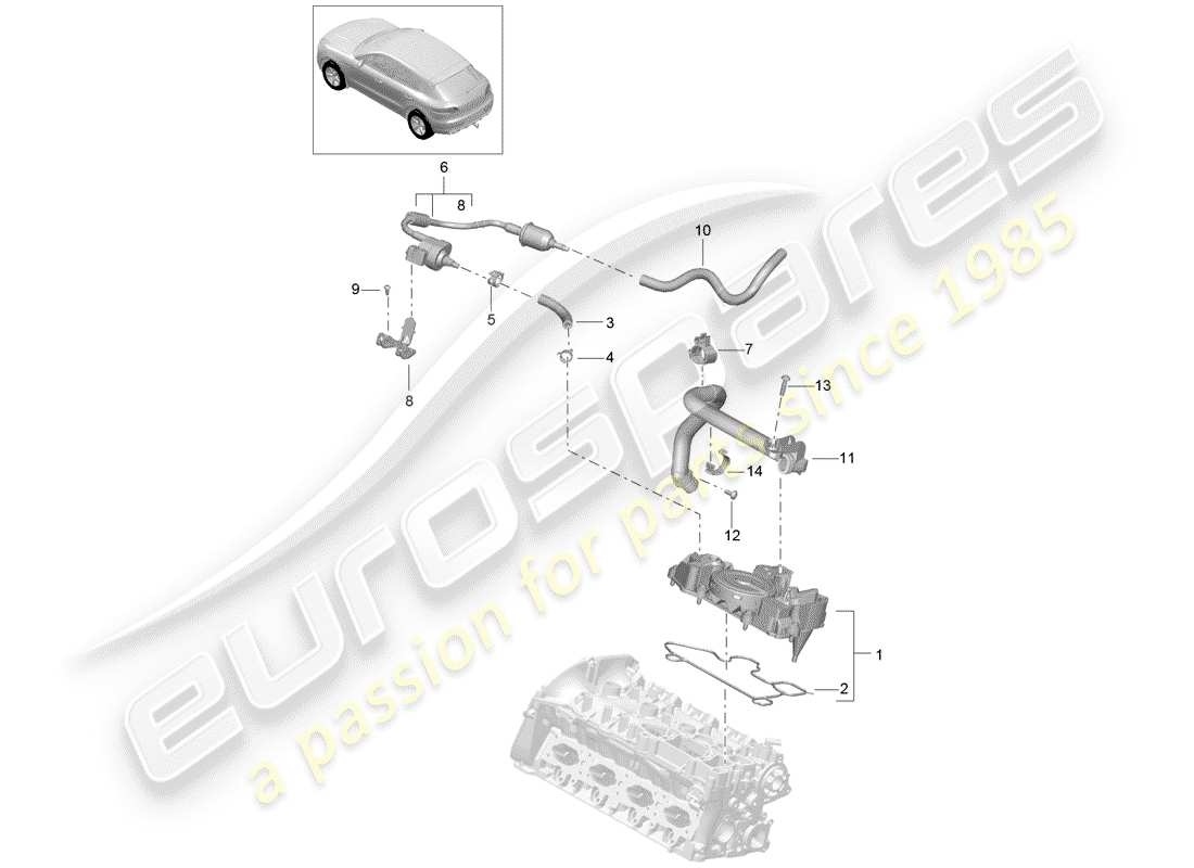 porsche 2017 (macan) oil separator part diagram