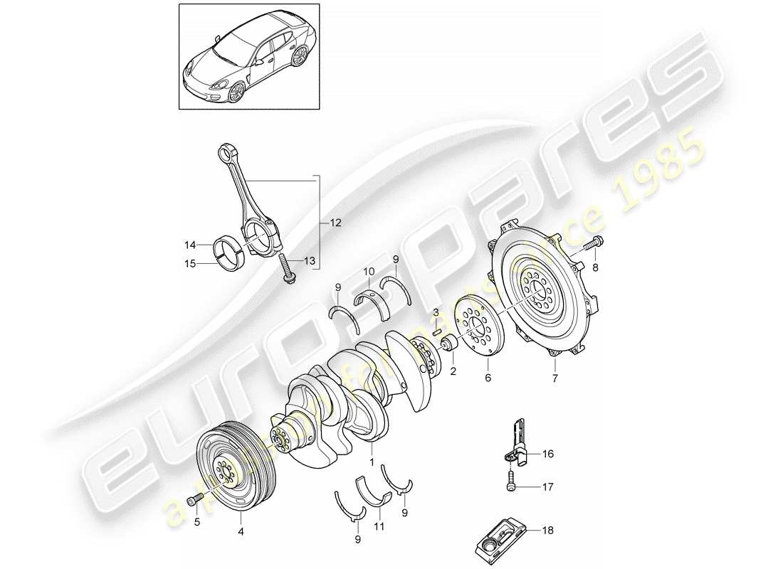 porsche 2013 (panamera 970) crankshaft part diagram
