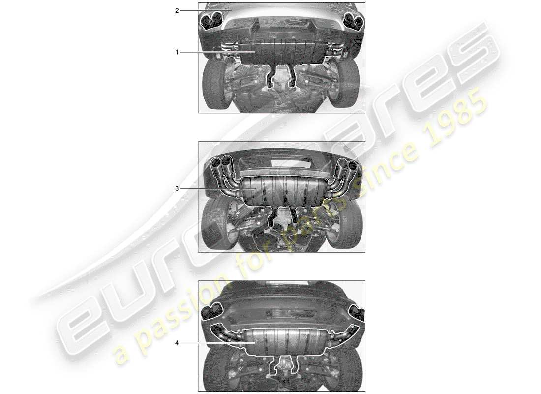 porsche 2017 (tequipment cayenne) exhaust system part diagram
