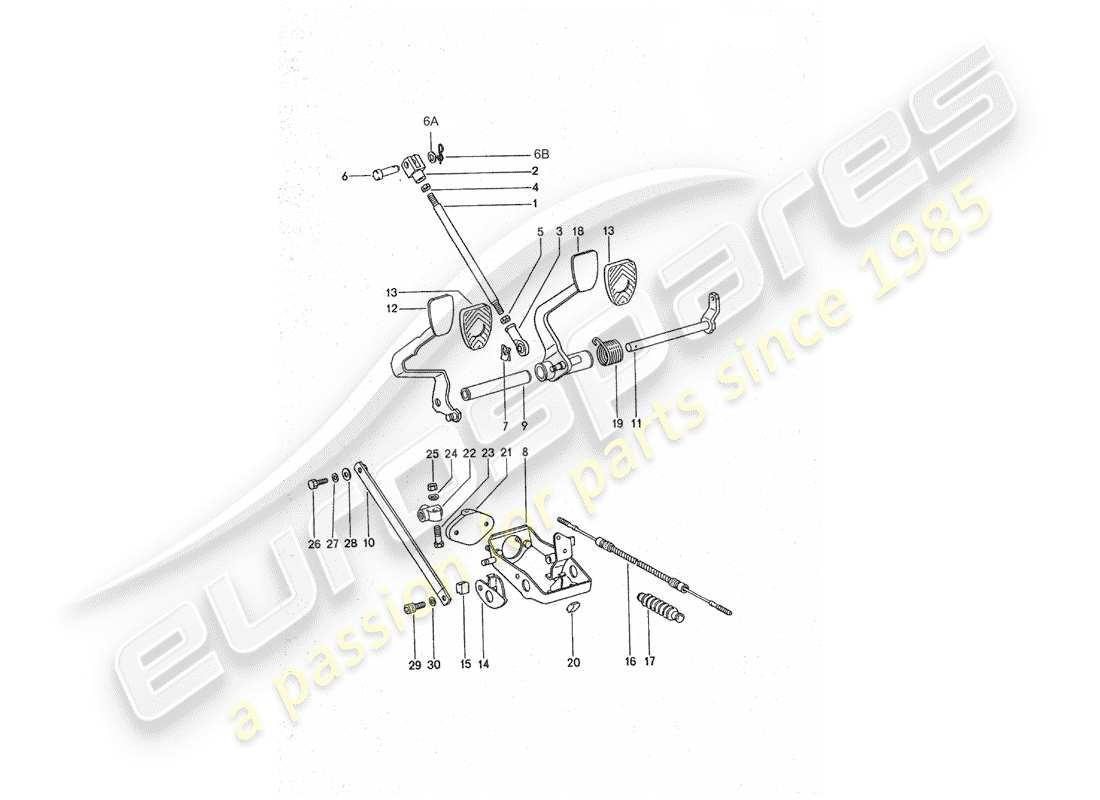 porsche 911 turbo (1975) pedals - for vehicles with - brake booster part diagram