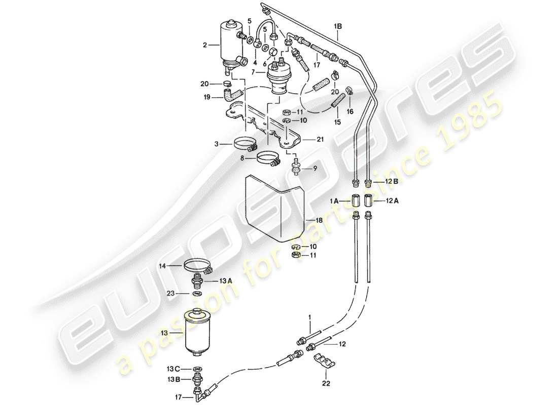 porsche 1976 (924) fuel system - f >> 92-46104 800 part diagram