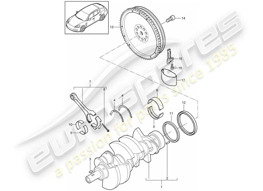 porsche 2015 (panamera 970) crankshaft part diagram