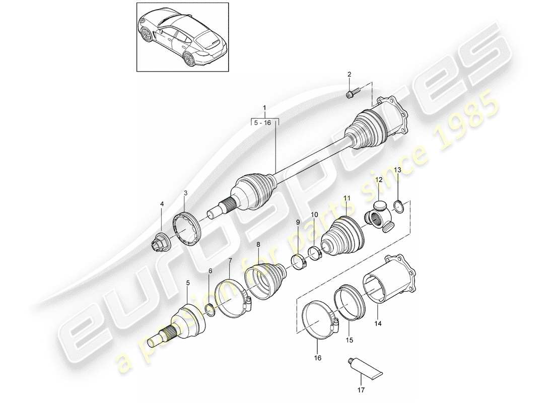 porsche panamera 970 (2012) drive shaft part diagram