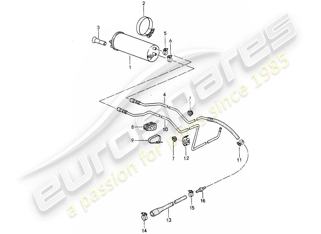 porsche 1990 (964) evaporative emission canister part diagram