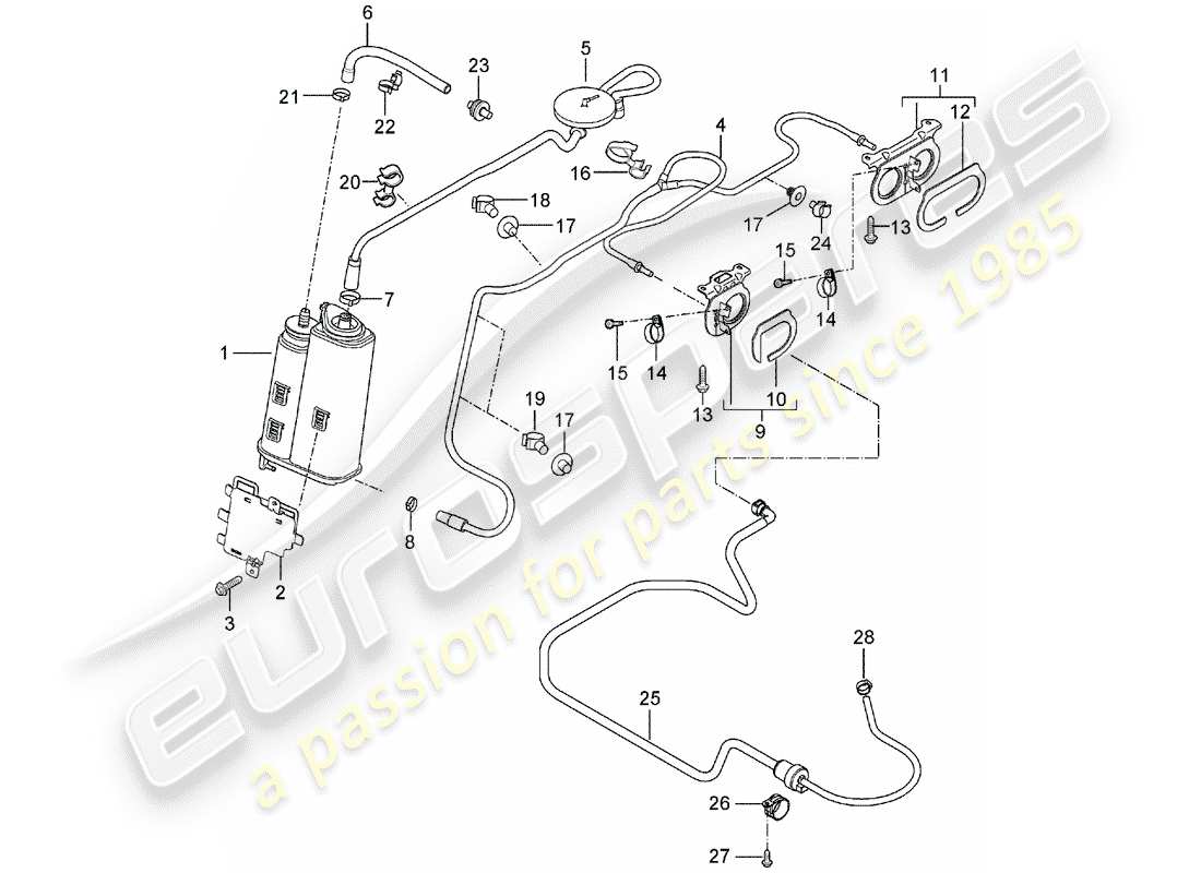 porsche 2004 (carrera gt) evaporative emission canister - with: - accessories part diagram
