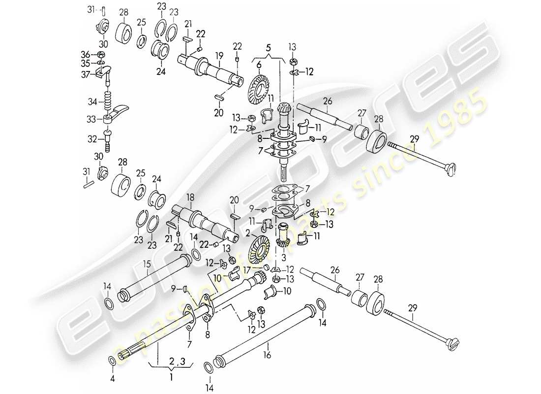 porsche 1952 (356/356a) valve control part diagram