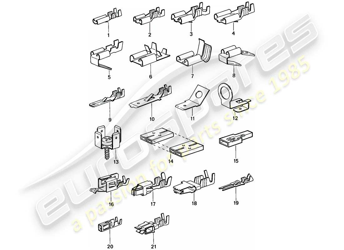 porsche 1986 (944) male blade terminal - push-on connector part diagram