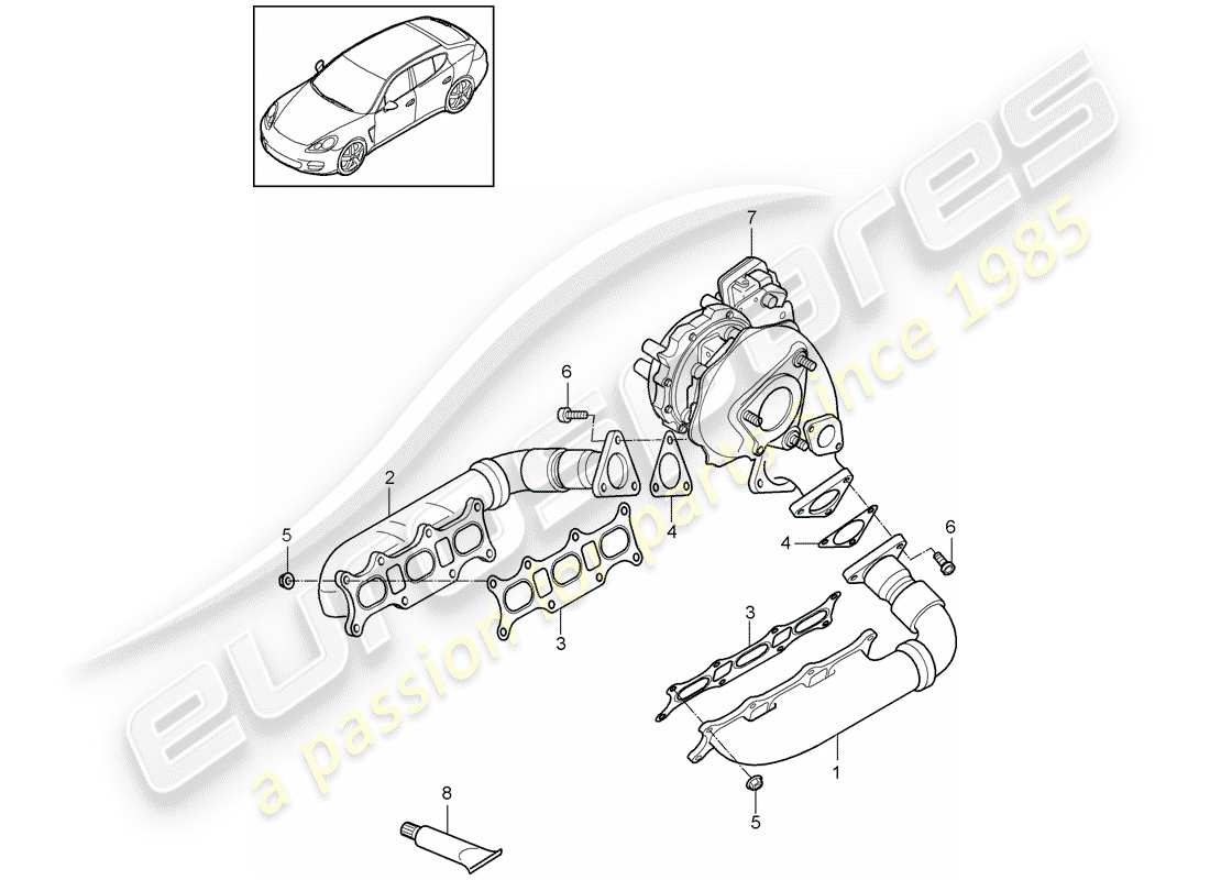 porsche 2013 (panamera 970) exhaust system part diagram