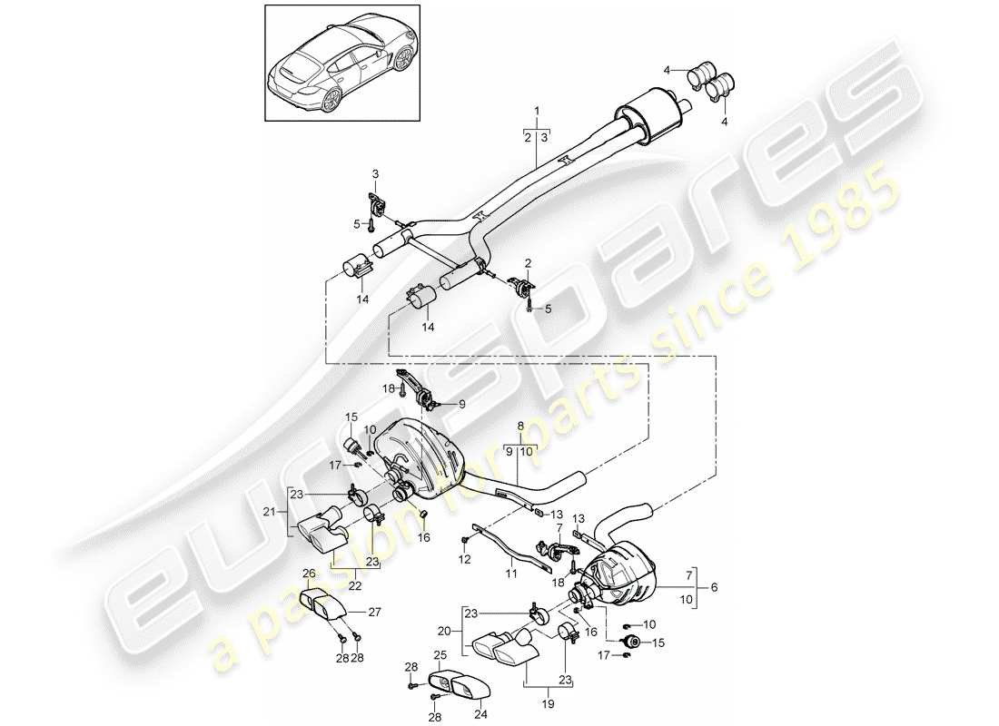 porsche 2013 (panamera 970) exhaust system part diagram