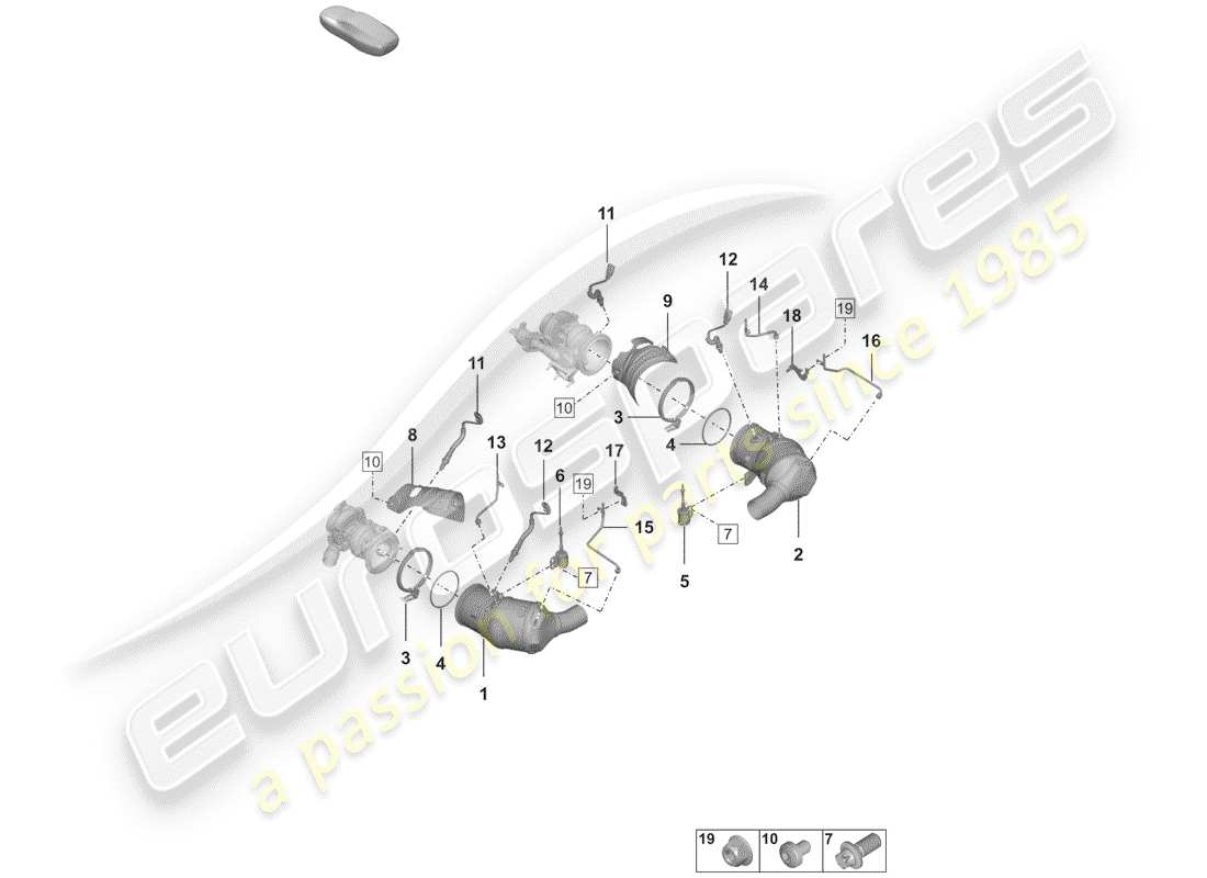 porsche 2020 (992-1) catalyst parts diagram