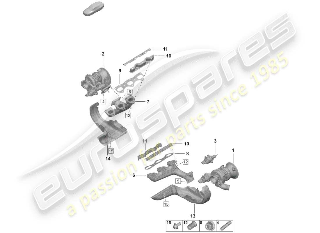 porsche 2020 (992-1) exhaust gas turbocharger parts diagram