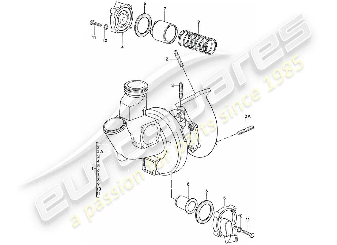 porsche 1984 (924) exhaust gas turbocharger part diagram