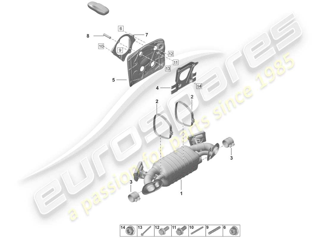 porsche 2019 (992-1) silencer part diagram