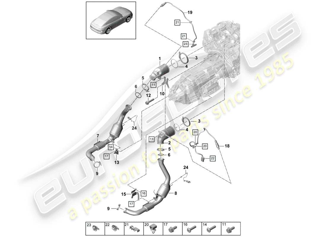 porsche 2019 (panamera 971-1) exhaust system part diagram