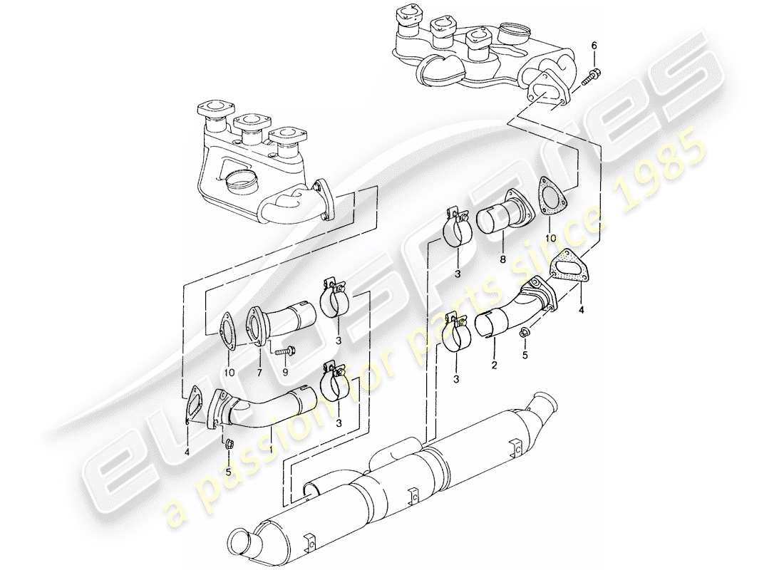 porsche 993 (1997) exhaust system - repair kits - see technical information - group 2 - nr. 2/98 part diagram