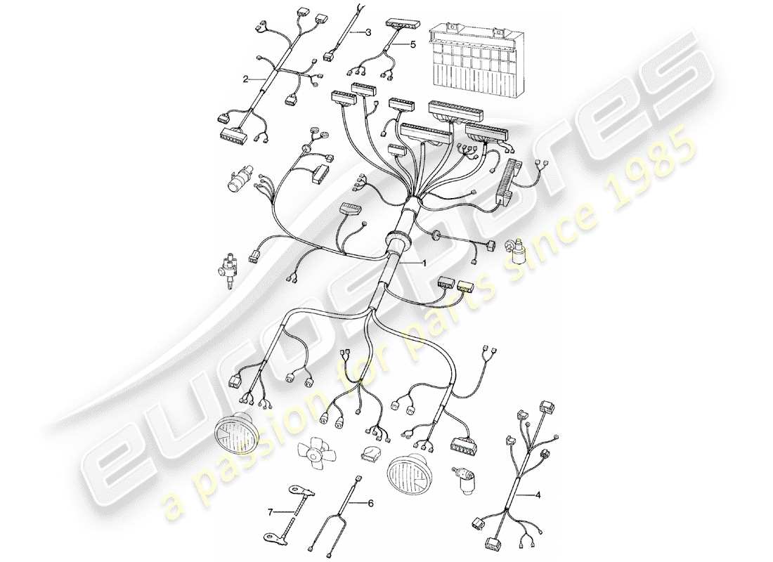 porsche 1980 (924) wiring harnesses - engine bay part diagram