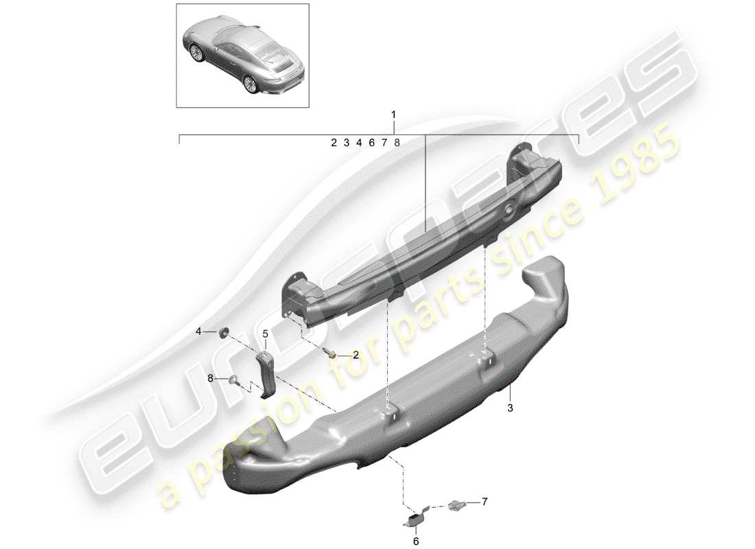 porsche 2019 (991-2) bumper bracket part diagram