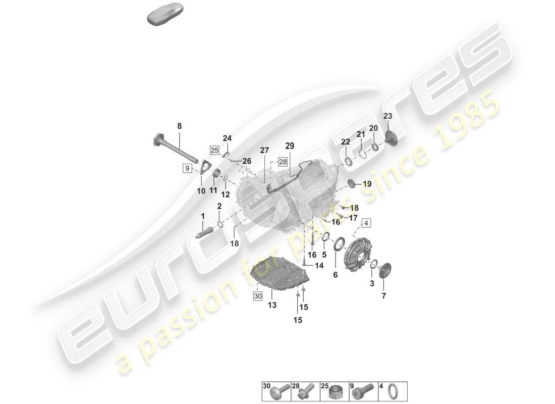 porsche 2019 (992-1) 8-speed dual clutch gearbox part diagram