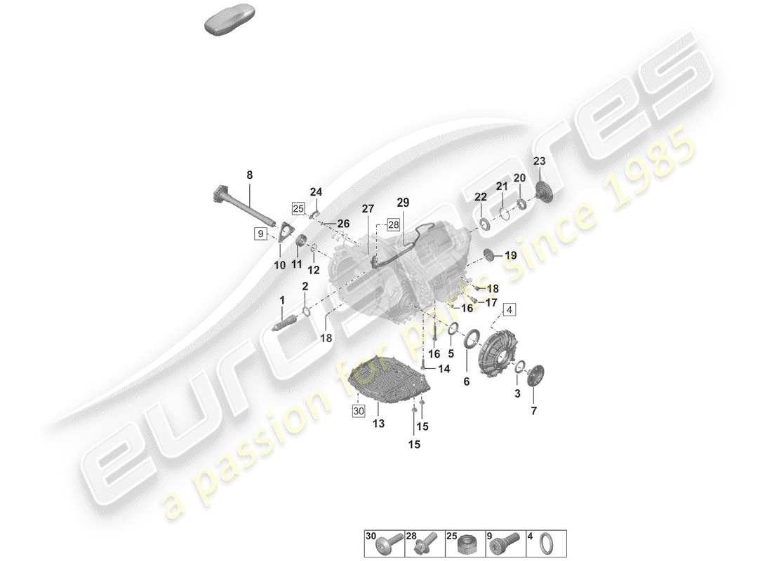 porsche 992 (2019) 8-speed dual clutch gearbox parts diagram
