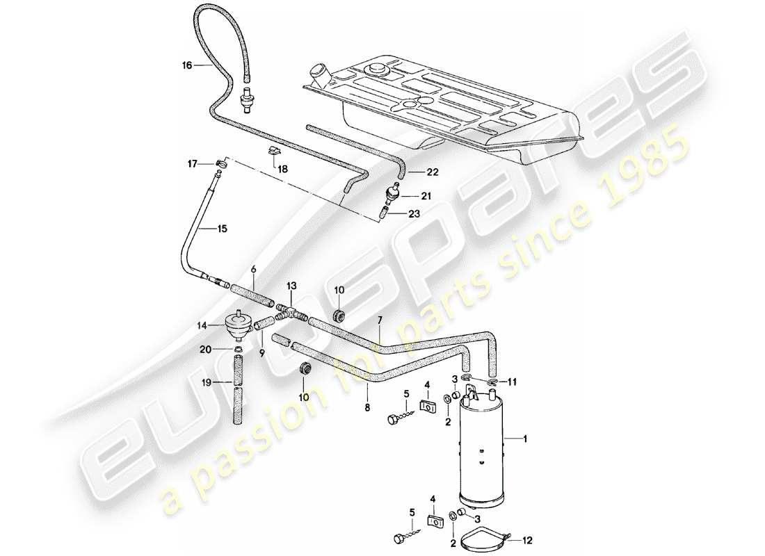 porsche 1981 (924) evaporative emission canister part diagram