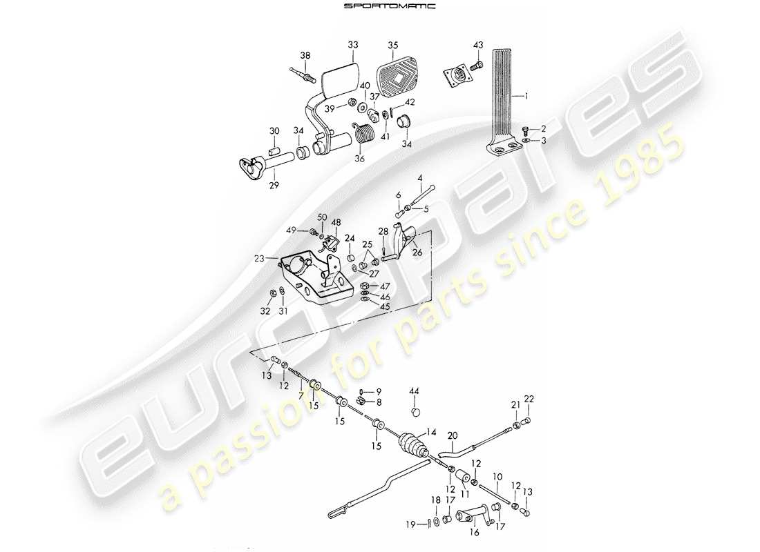 porsche 1970 (911) pedals part diagram