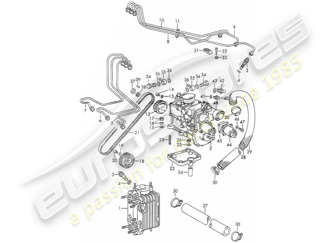 porsche 1970 (911) injection system - cylinder head - and - injection pump part diagram