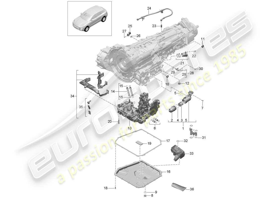 porsche 2014 (macan) - pdk - part diagram