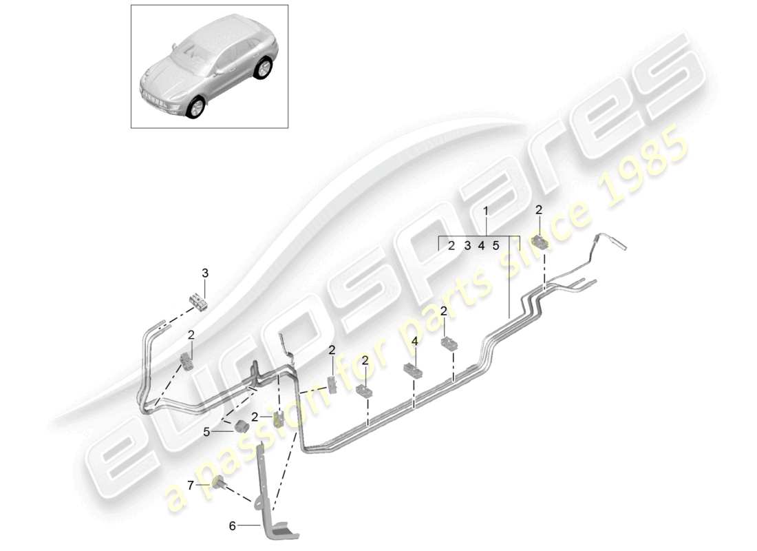 porsche 2015 (macan) fuel system fuel line underbody part diagram
