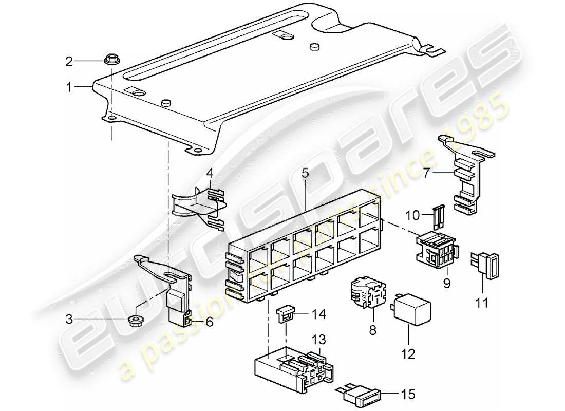 porsche 2007 (997-1) fuse box/relay plate part diagram