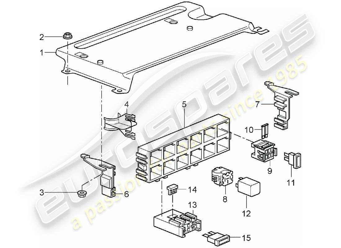 porsche 997 (2007) fuse box/relay plate parts diagram