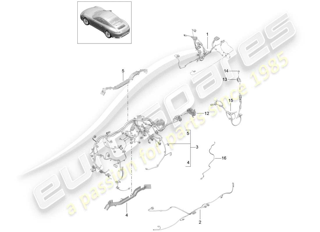 porsche 2020 (991-2) wiring harnesses part diagram