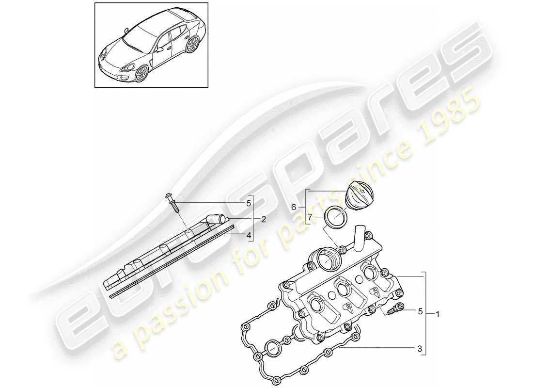 porsche panamera 970 (2016) valve cover part diagram