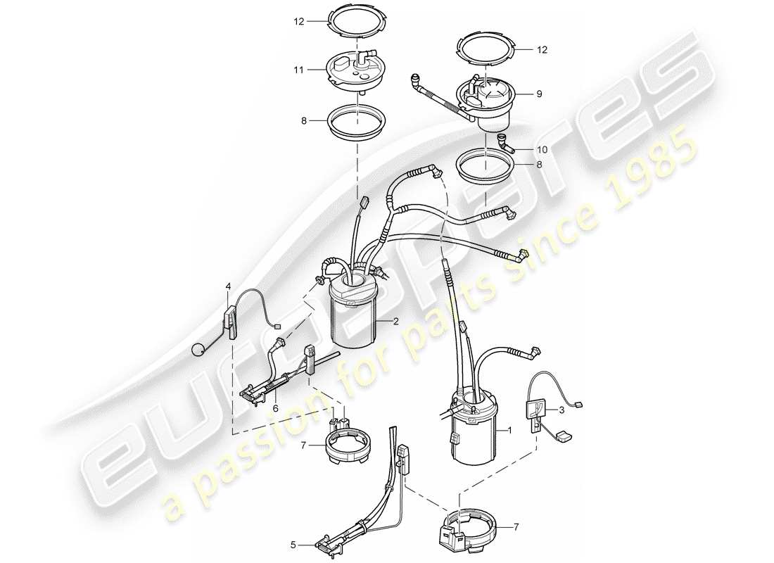 porsche 2004 (cayenne e1 9pa) fuel tank part diagram
