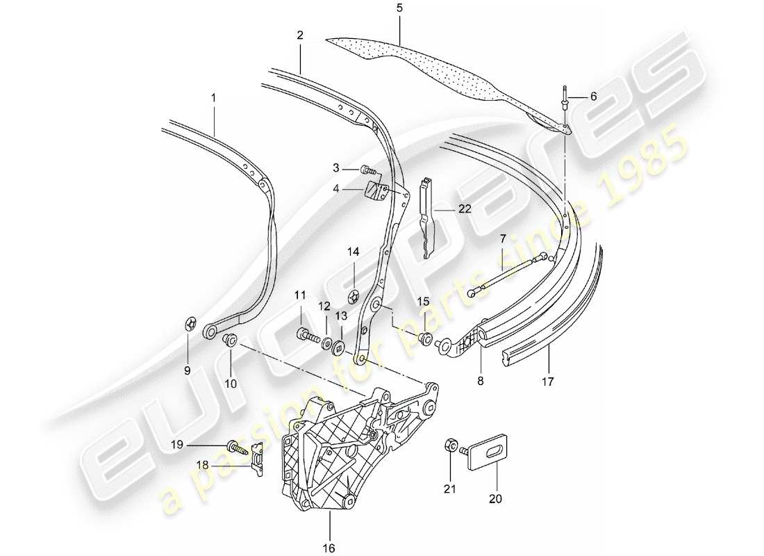 porsche 2001 (996) top frame - single parts part diagram