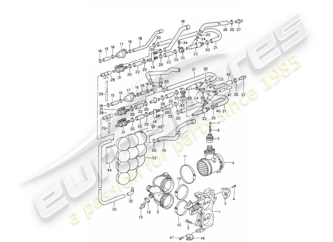 porsche 1998 (993) throttle body parts diagram
