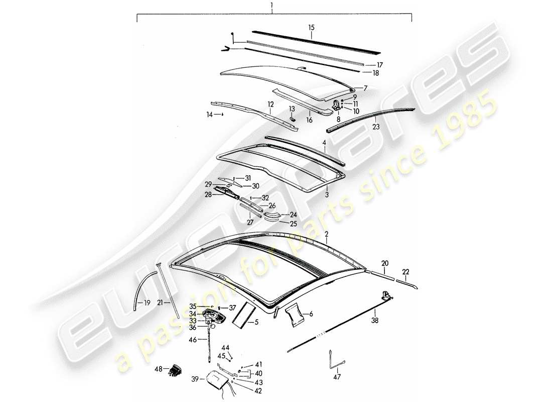 porsche 1962 (356b/356c) sunroof - electric part diagram