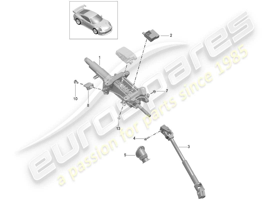 porsche 2016 (991-1 turbo) steering column part diagram