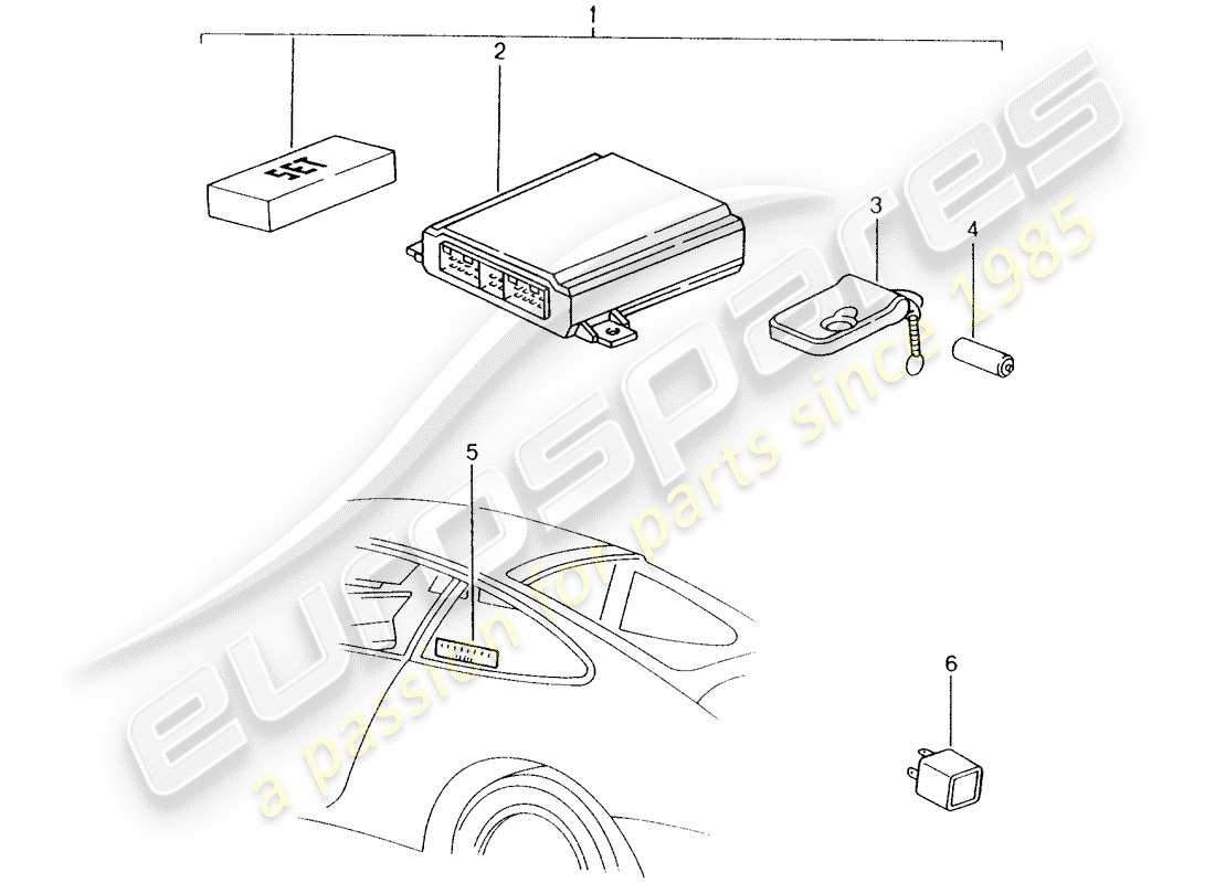 porsche tequipment catalogue (1997) alarm system part diagram