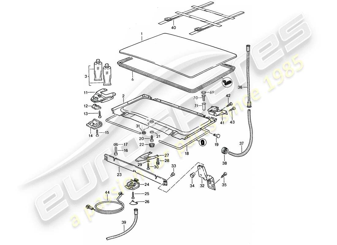 porsche 1992 (968) lifting roof parts diagram