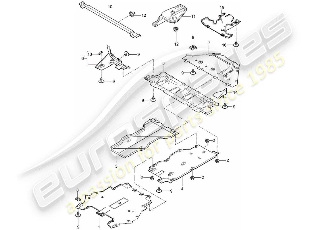 porsche 2010 (997-2 gt3) trims part diagram